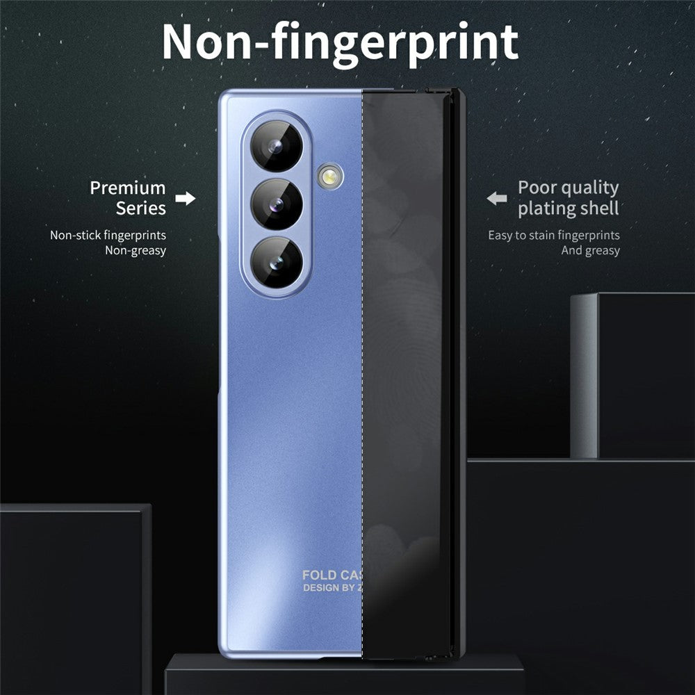 For Samsung Galaxy Z Fold7 5G Case Hard PC Shockproof Phone Cover with Front Screen Film - Blue
