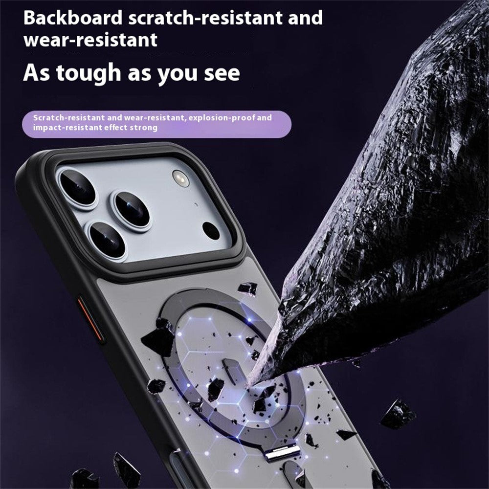 For iPhone 17 Pro Max Case TPU + Acrylic Hidden Magnetic Kickstand Phone Cover - Grey