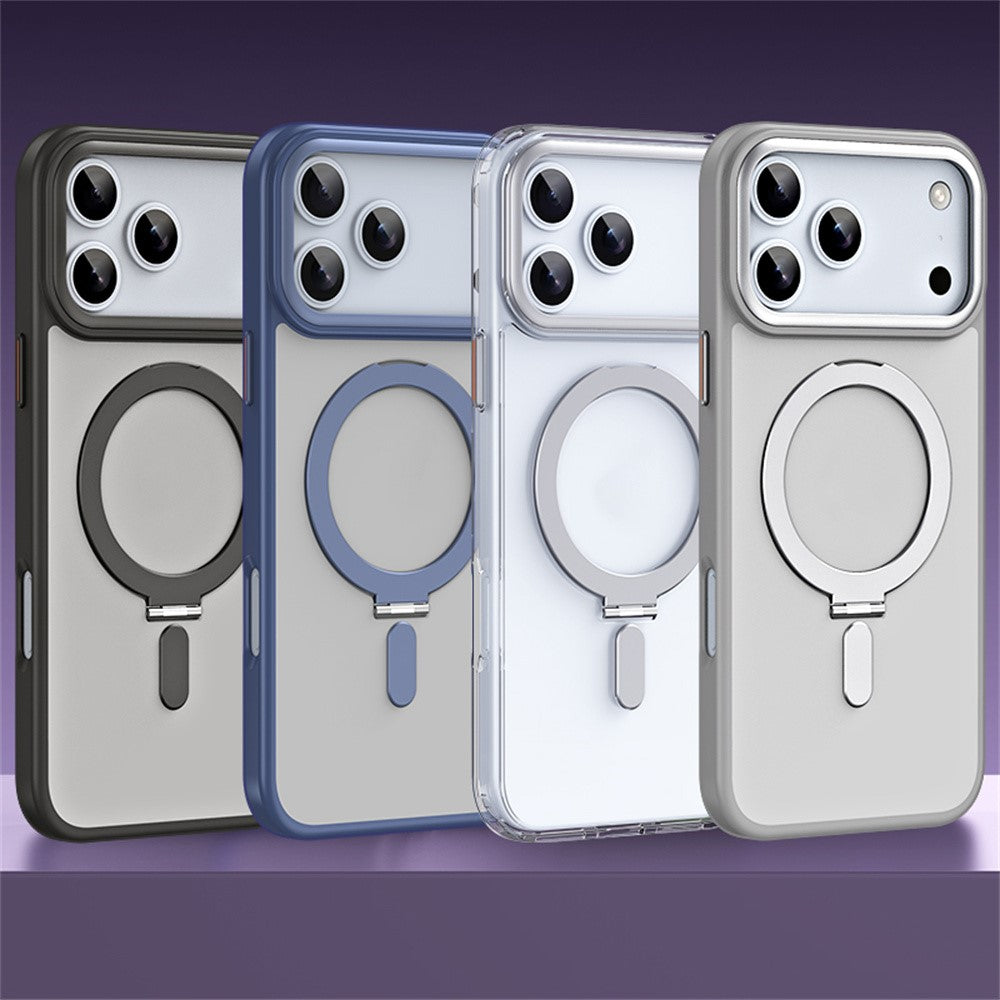 For iPhone 17 Pro Max Case TPU + Acrylic Hidden Magnetic Kickstand Phone Cover - Grey