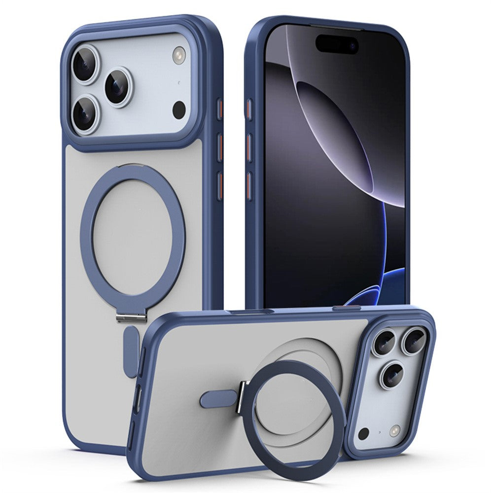 For iPhone 17 Pro Max Case TPU + Acrylic Hidden Magnetic Kickstand Phone Cover - Blue