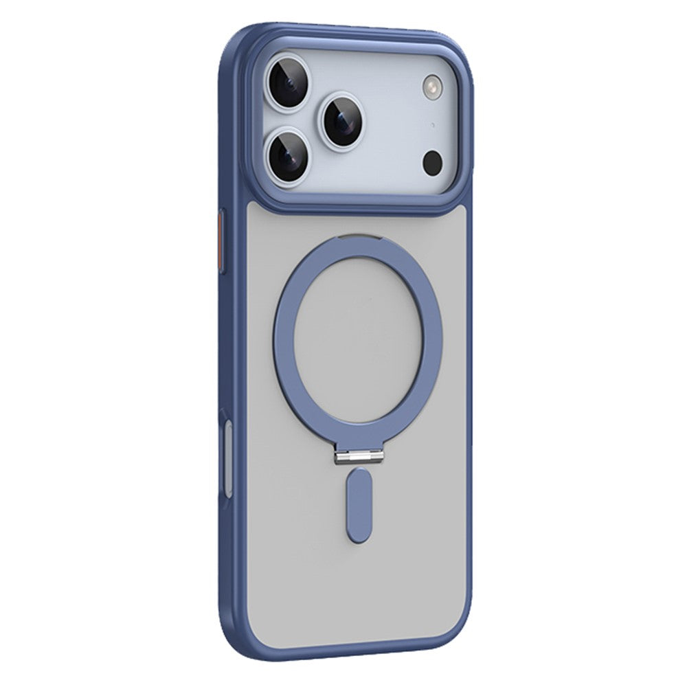 For iPhone 17 Pro Max Case TPU + Acrylic Hidden Magnetic Kickstand Phone Cover - Blue