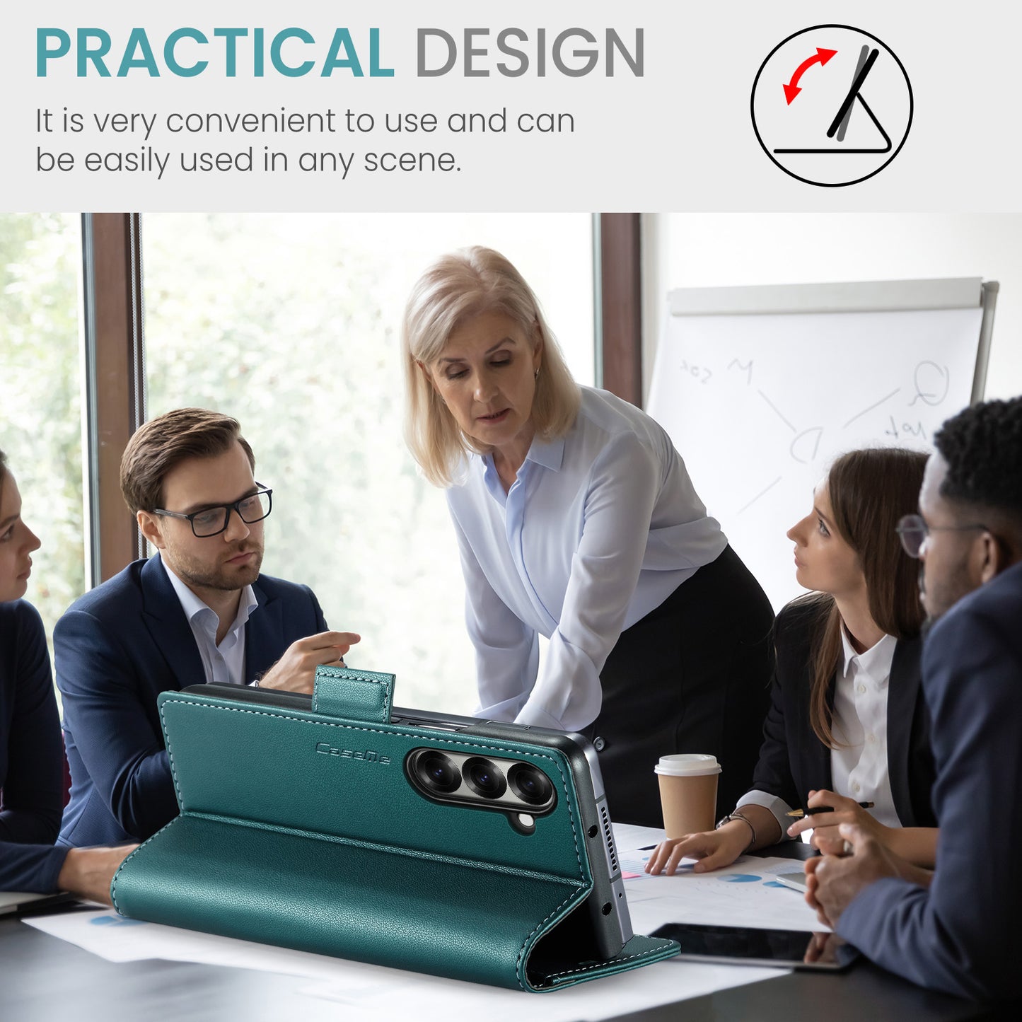 For Samsung Galaxy Z Fold7 5G Case CASEME 023 Series RFID Blocking Leather Wallet Stand Phone Cover - Green