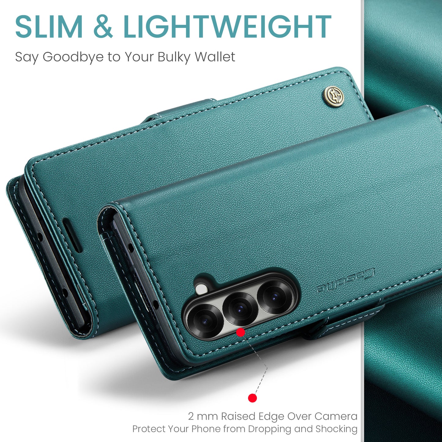 For Samsung Galaxy Z Fold7 5G Case CASEME 023 Series RFID Blocking Leather Wallet Stand Phone Cover - Green