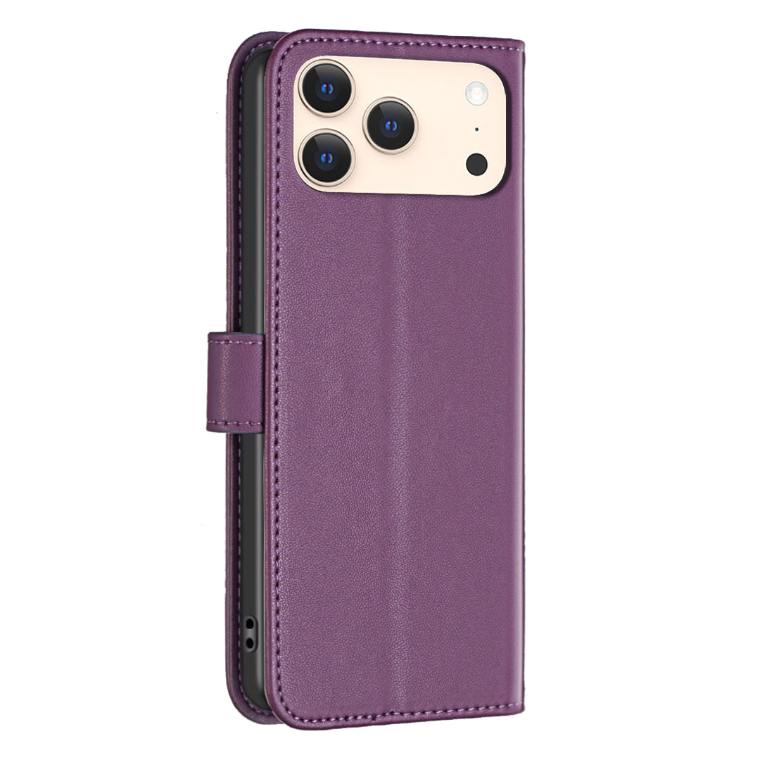 For iPhone 17 Pro Max Phone Case BINFEN COLOR BF17 Wallet Folio Flip Leather Cover - Dark Purple