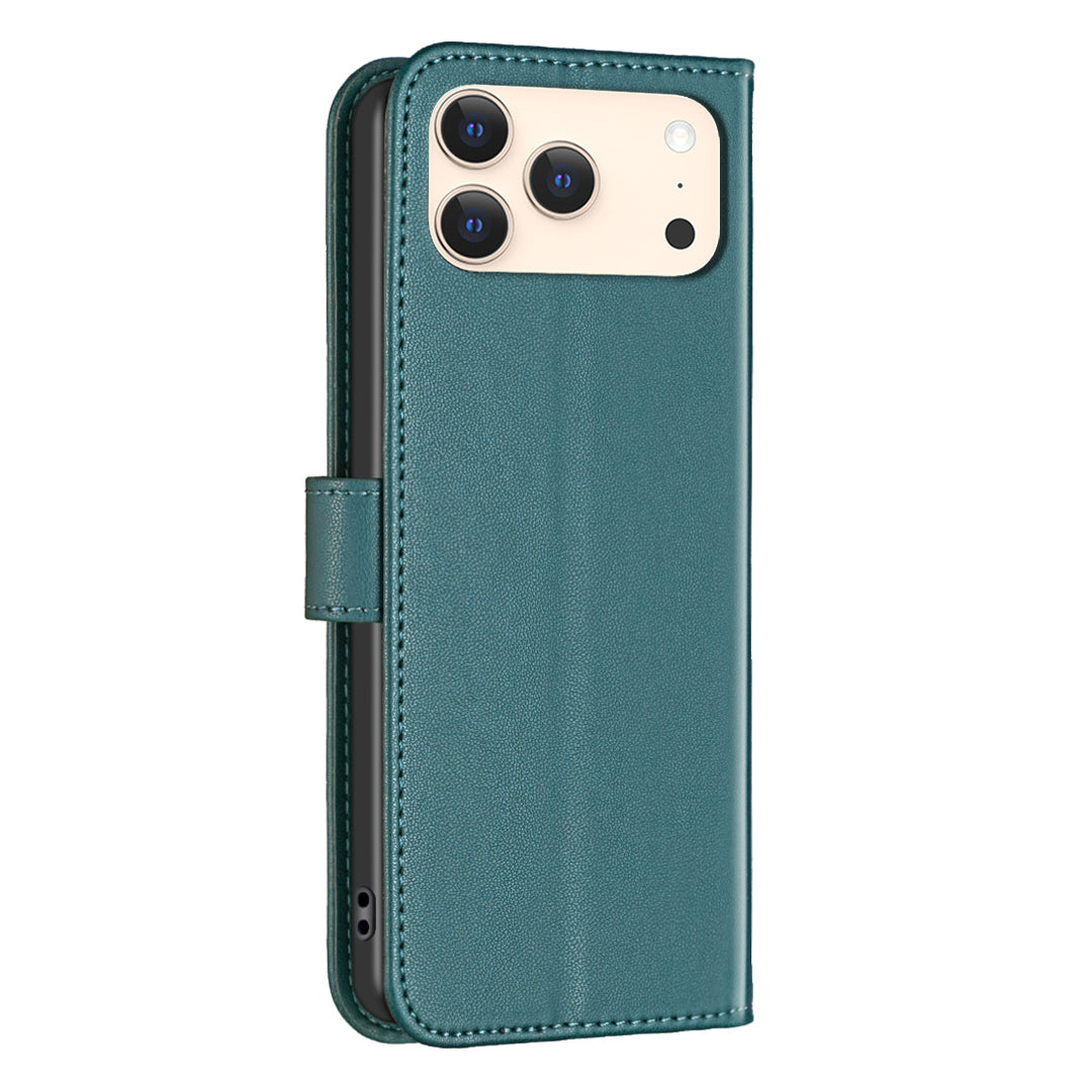 For iPhone 17 Pro Max Phone Case BINFEN COLOR BF17 Wallet Folio Flip Leather Cover - Green