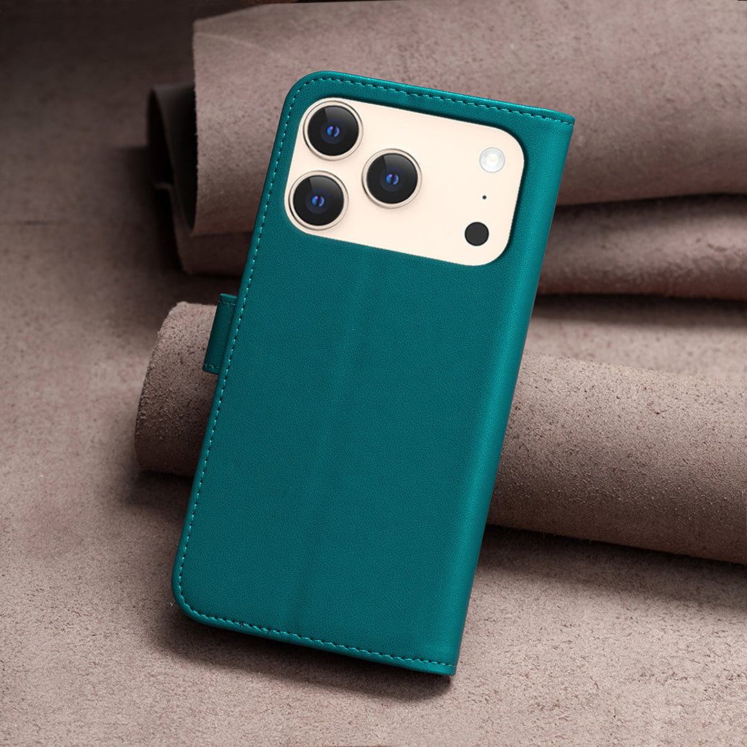 For iPhone 17 Pro Max Phone Case BINFEN COLOR BF17 Wallet Folio Flip Leather Cover - Green