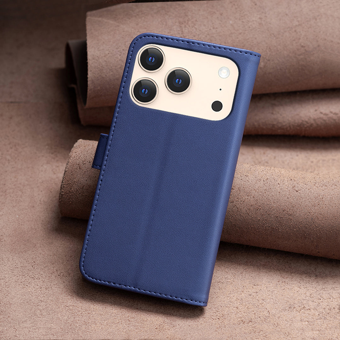 For iPhone 17 Pro Max Phone Case BINFEN COLOR BF17 Wallet Folio Flip Leather Cover - Blue