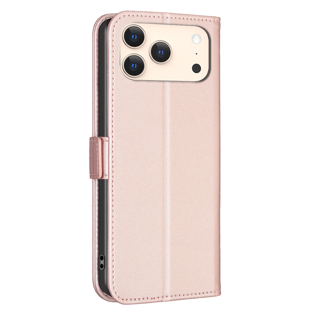 For iPhone 17 Pro Max Case BINFEN COLOR BF31 PU Leather Flip Folio Phone Wallet Cover - Pink