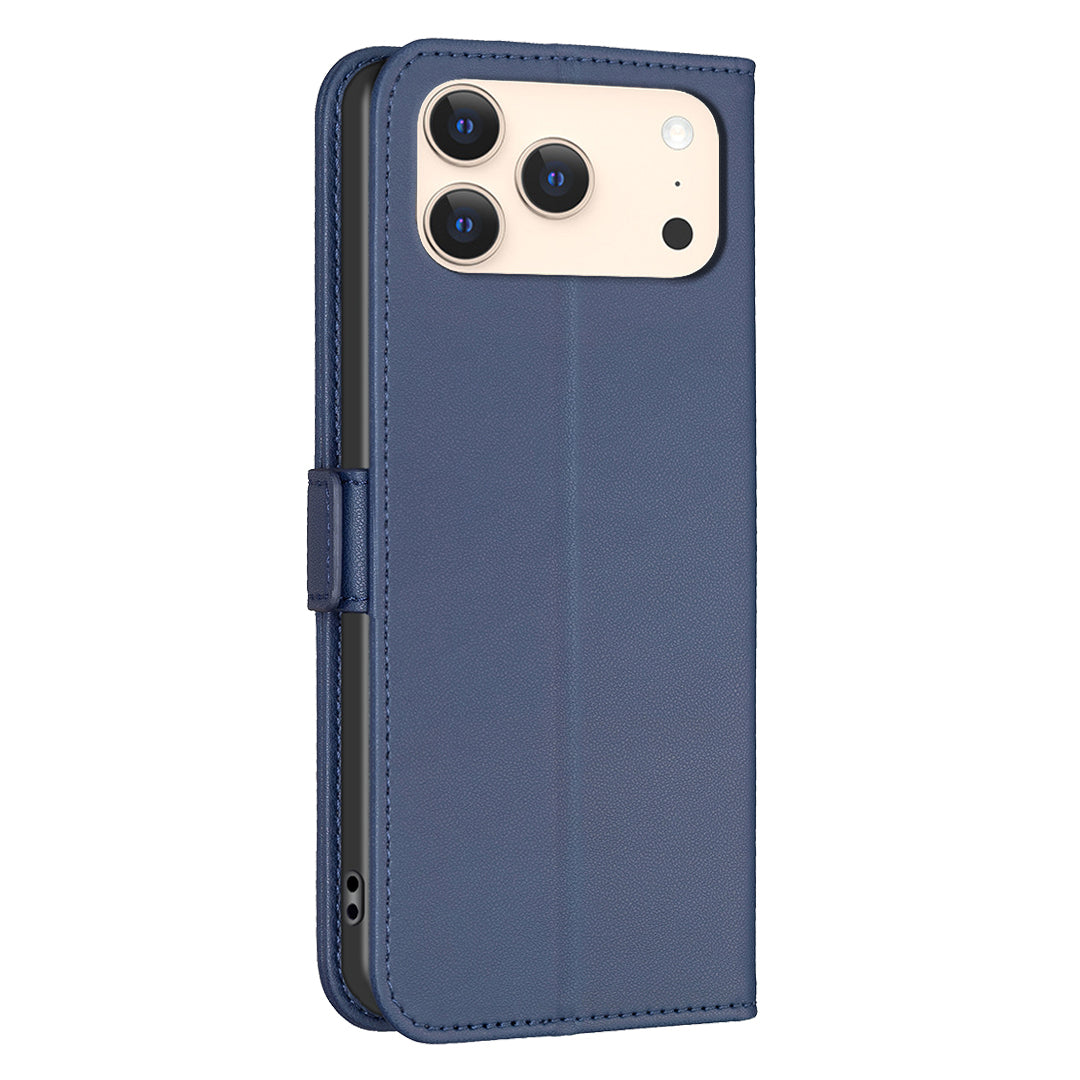 For iPhone 17 Pro Max Case BINFEN COLOR BF31 PU Leather Flip Folio Phone Wallet Cover - Blue
