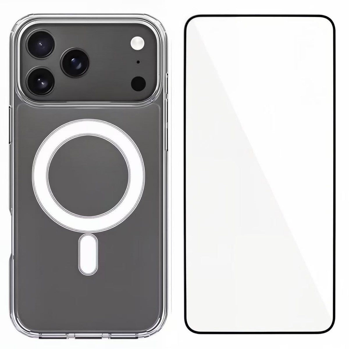 For iPhone 17 Pro Max Clear Phone Case WANLONFENG LM Series Compatible with MagSafe with Screen Film (Big Lens Hole) - Transparent