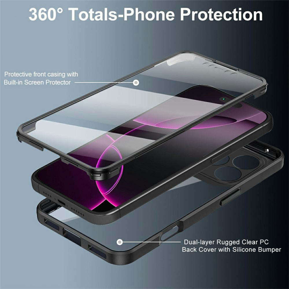 For iPhone 17 Pro Max Case Acrylic + TPU Clear Phone Cover with PET Screen Film - Black