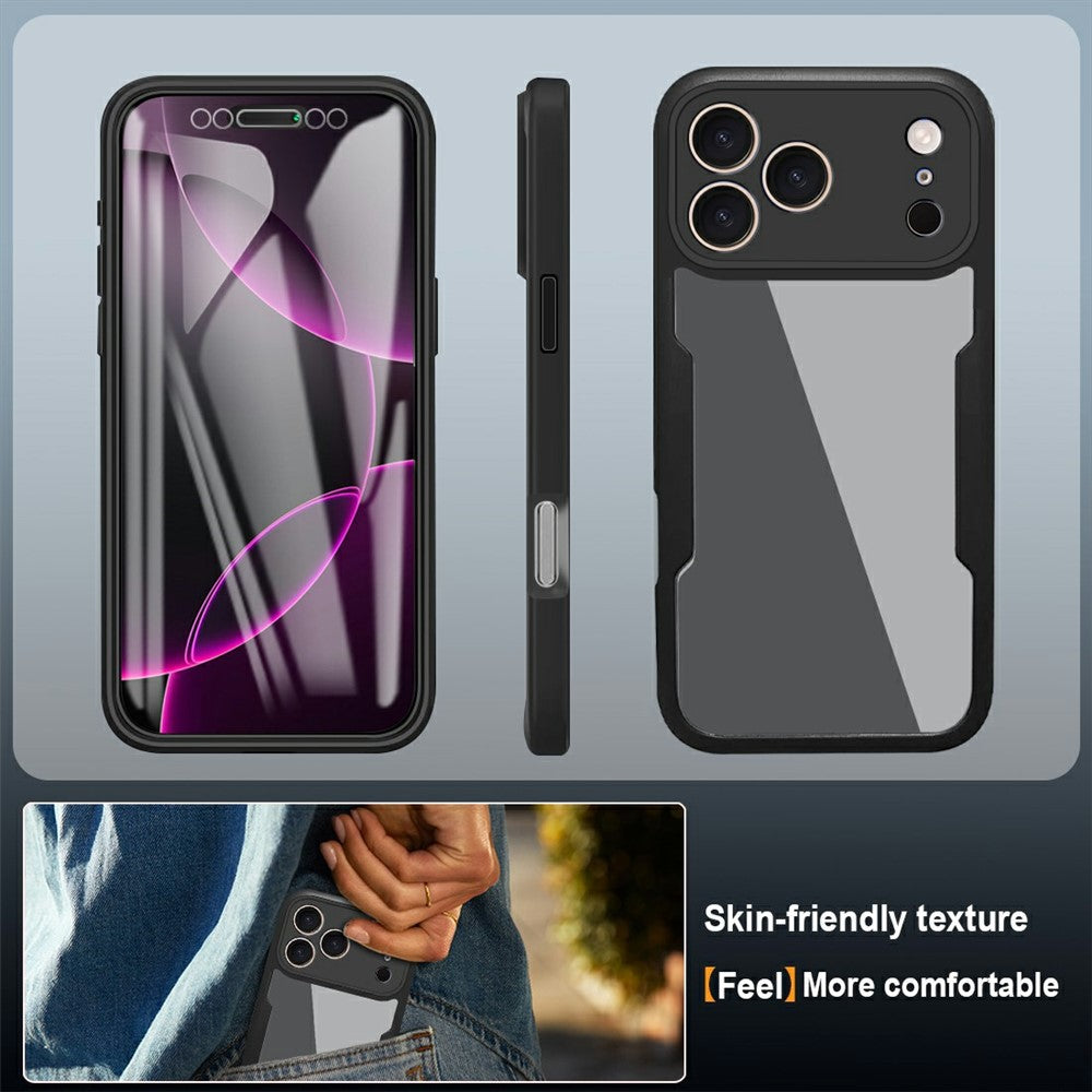 For iPhone 17 Pro Max Case Acrylic + TPU Clear Phone Cover with PET Screen Film - Black