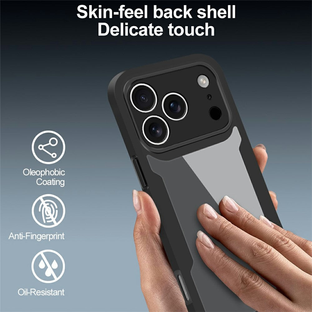 For iPhone 17 Pro Max Case Acrylic + TPU Clear Phone Cover with PET Screen Film - Black