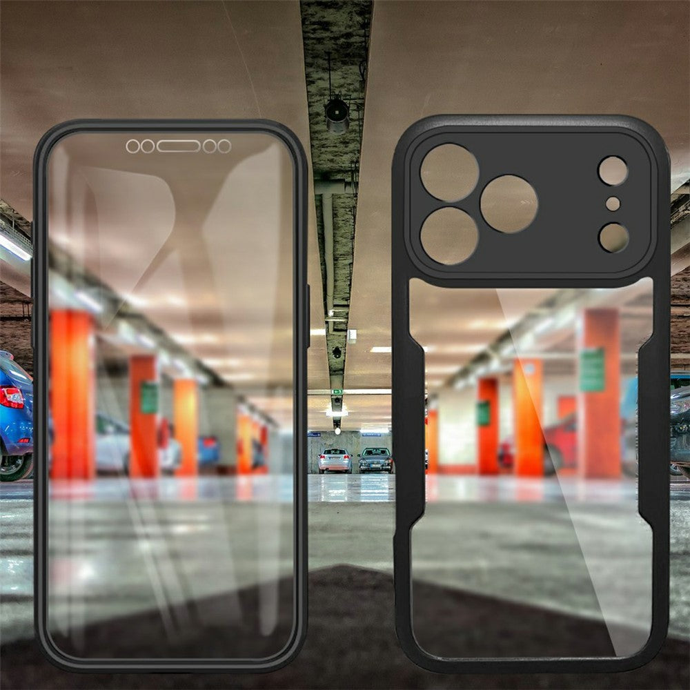 For iPhone 17 Pro Max Case Acrylic + TPU Clear Phone Cover with PET Screen Film - Black