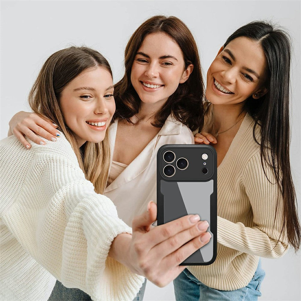 For iPhone 17 Pro Max Case Acrylic + TPU Clear Phone Cover with PET Screen Film - Red