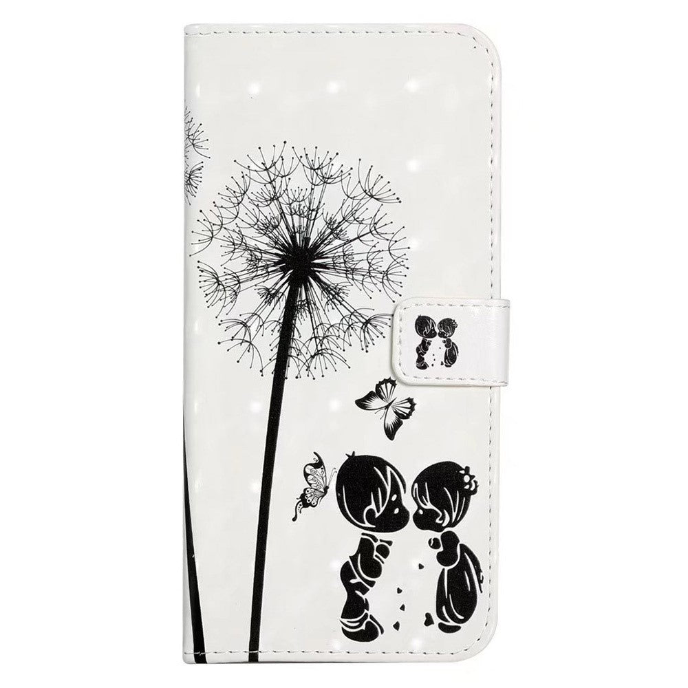 For iPhone 17 Pro Max Case 3D Creative Pattern PU Leather Stand Phone Cover - Kids and Dandelion