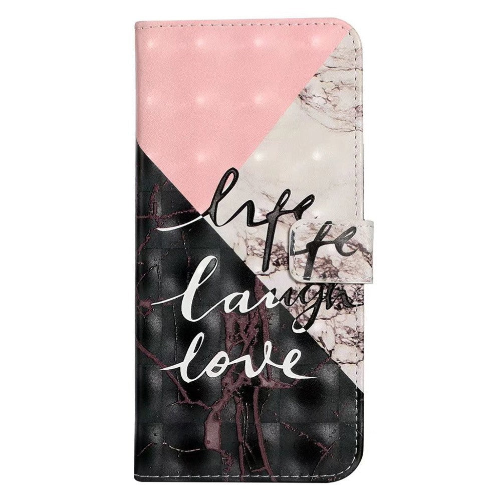 For iPhone 17 Pro Max Case 3D Creative Pattern PU Leather Stand Phone Cover - Tri-Color Marble