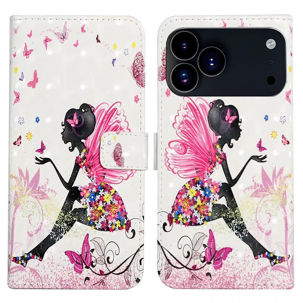 For iPhone 17 Pro Max Case 3D Creative Pattern PU Leather Stand Phone Cover - Girl