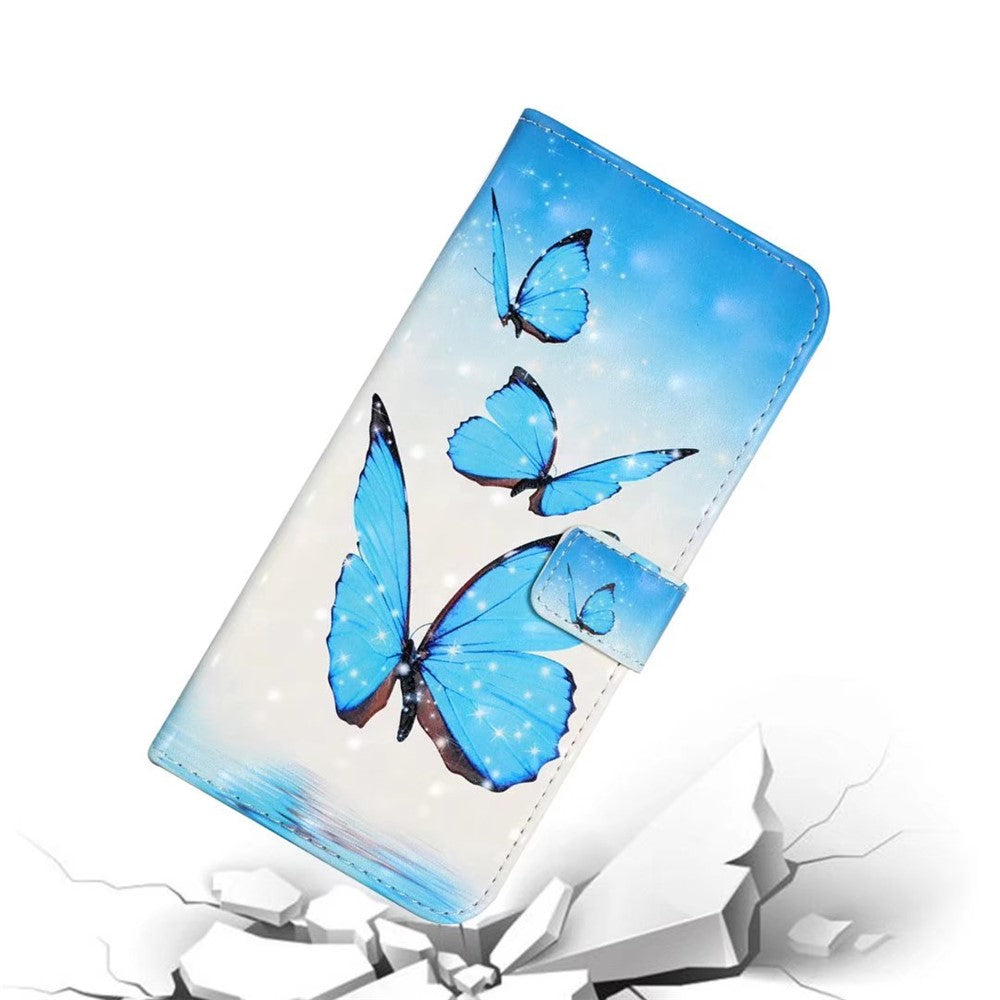 For iPhone 17 Pro Max Case 3D Creative Pattern PU Leather Stand Phone Cover - Three Butterflies