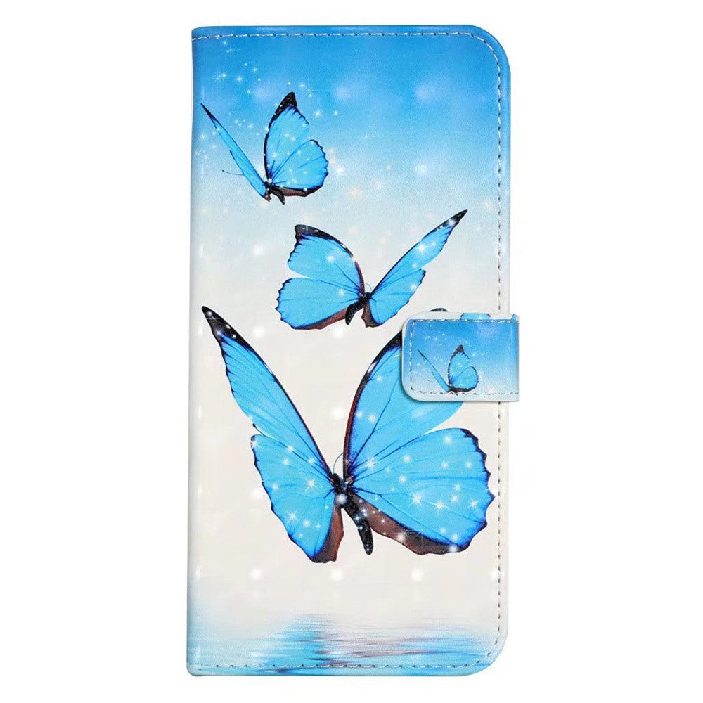 For iPhone 17 Pro Max Case 3D Creative Pattern PU Leather Stand Phone Cover - Three Butterflies