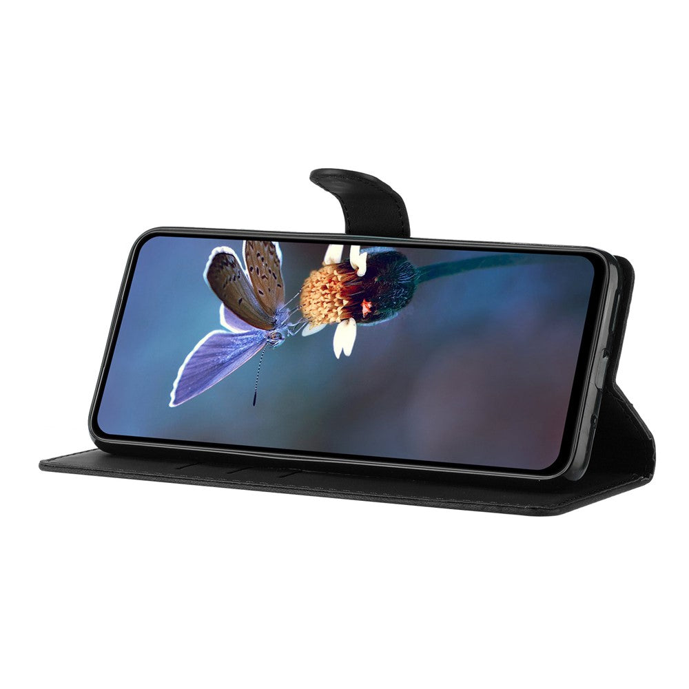 For iPhone 17 Pro Max Case Leather Imprinted Flower Phone Cover Wallet with Wrist Strap - Black