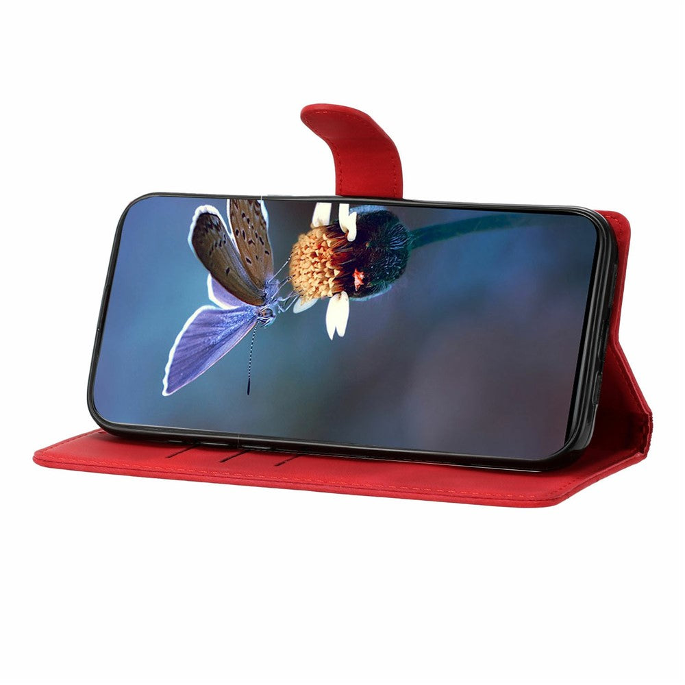 For iPhone 17 Pro Max Case Butterfly Flower Pattern Skin-Touch Leather Phone Cover - Red