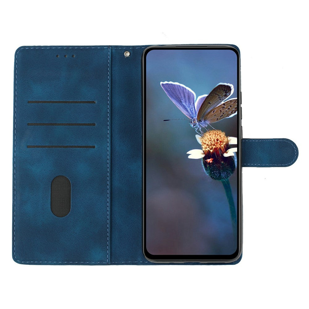 For iPhone 17 Pro Max Case Butterfly Flower Pattern Skin-Touch Leather Phone Cover - Blue