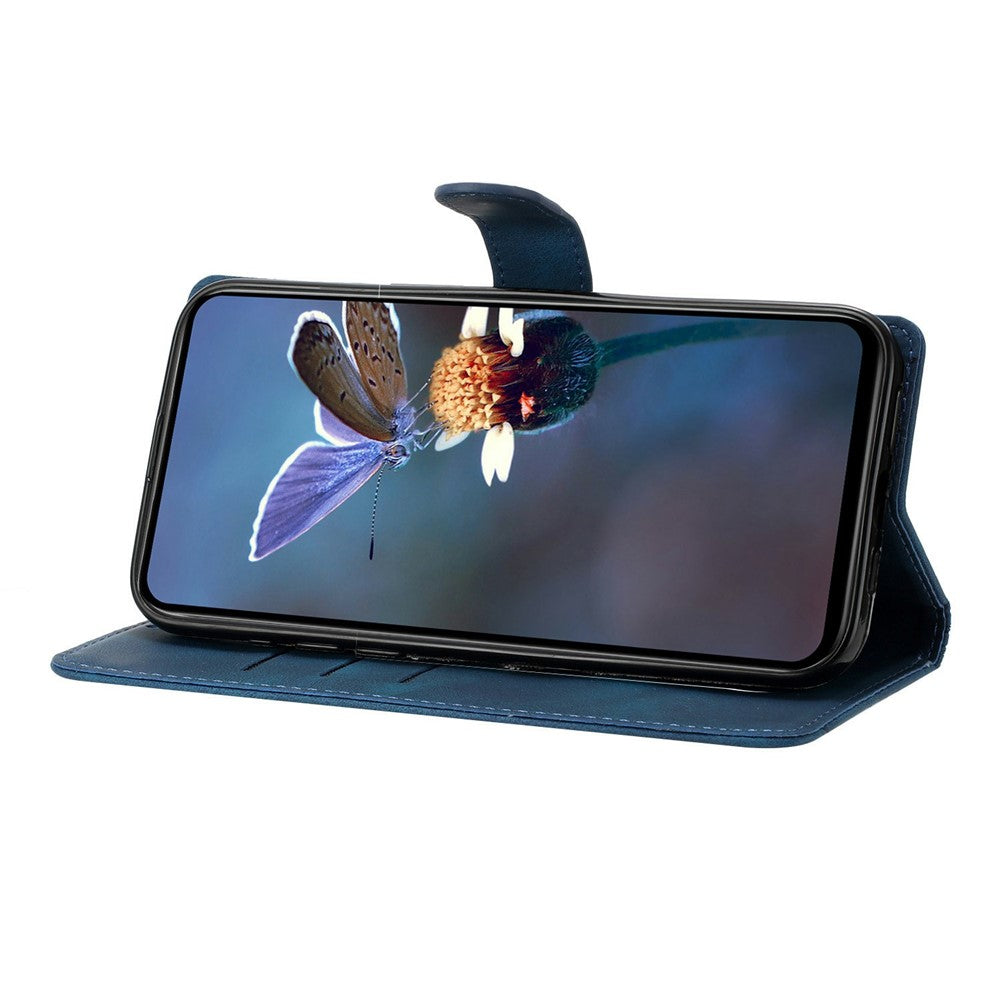 For iPhone 17 Pro Max Case Butterfly Flower Pattern Skin-Touch Leather Phone Cover - Blue