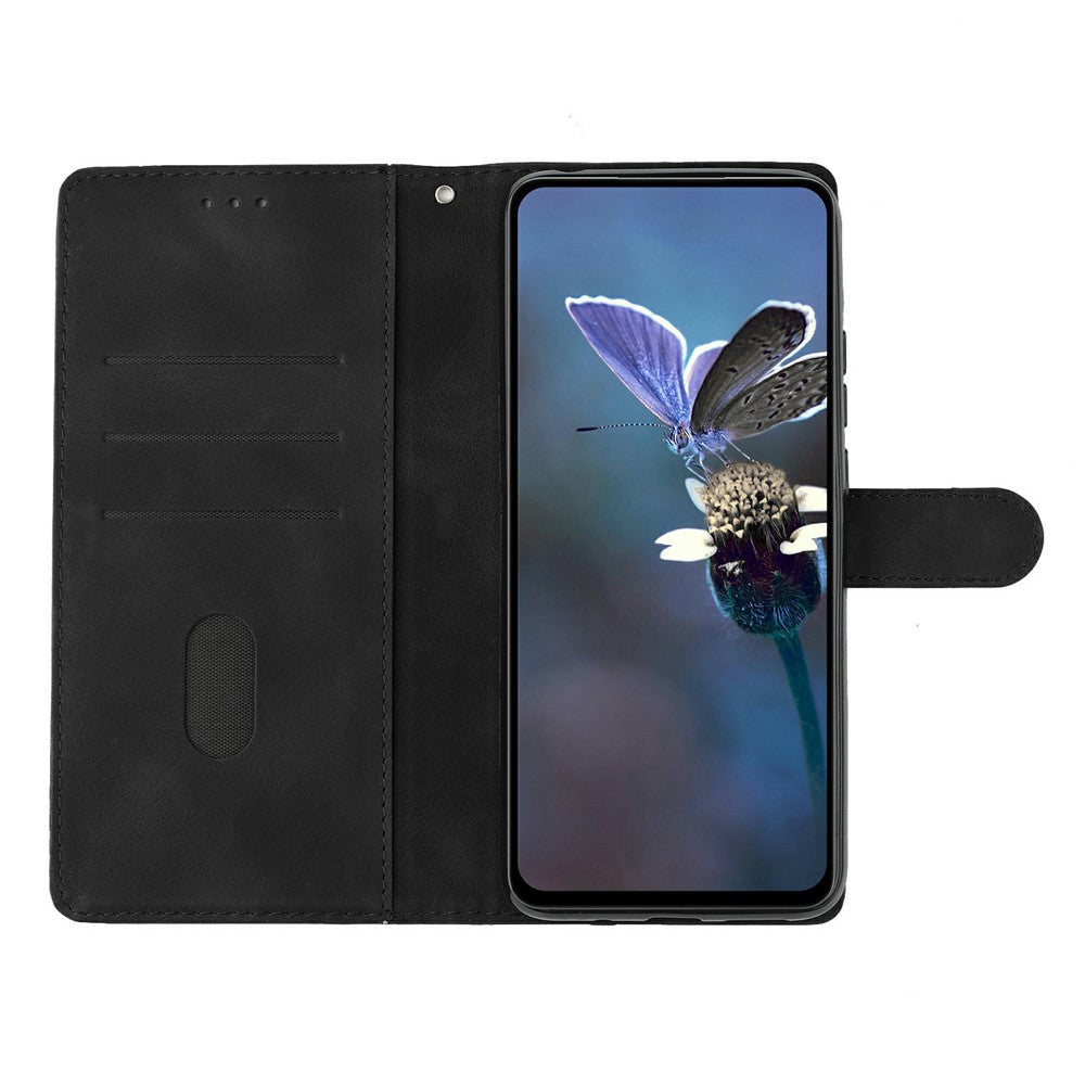 For iPhone 17 Pro Max Case Butterfly Flower Pattern Skin-Touch Leather Phone Cover - Black