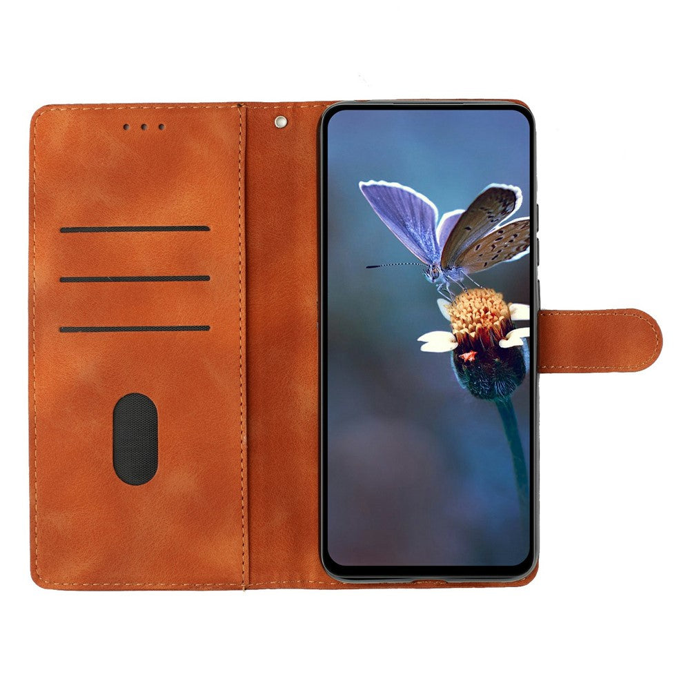 For iPhone 17 Pro Max Case Butterfly Flower Pattern Skin-Touch Leather Phone Cover - Brown