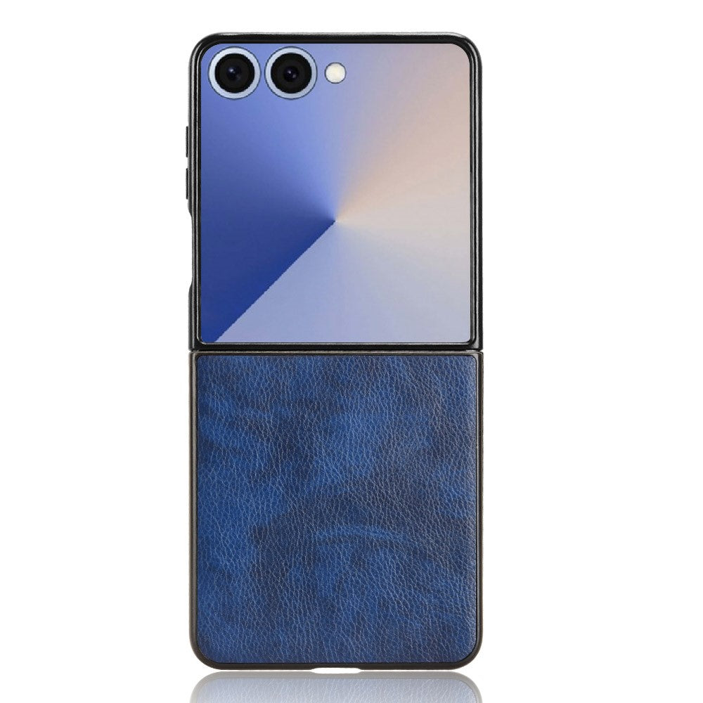 For Samsung Galaxy Z Flip7 5G Case Litchi Texture PU Leather + PC Phone Cover - Blue