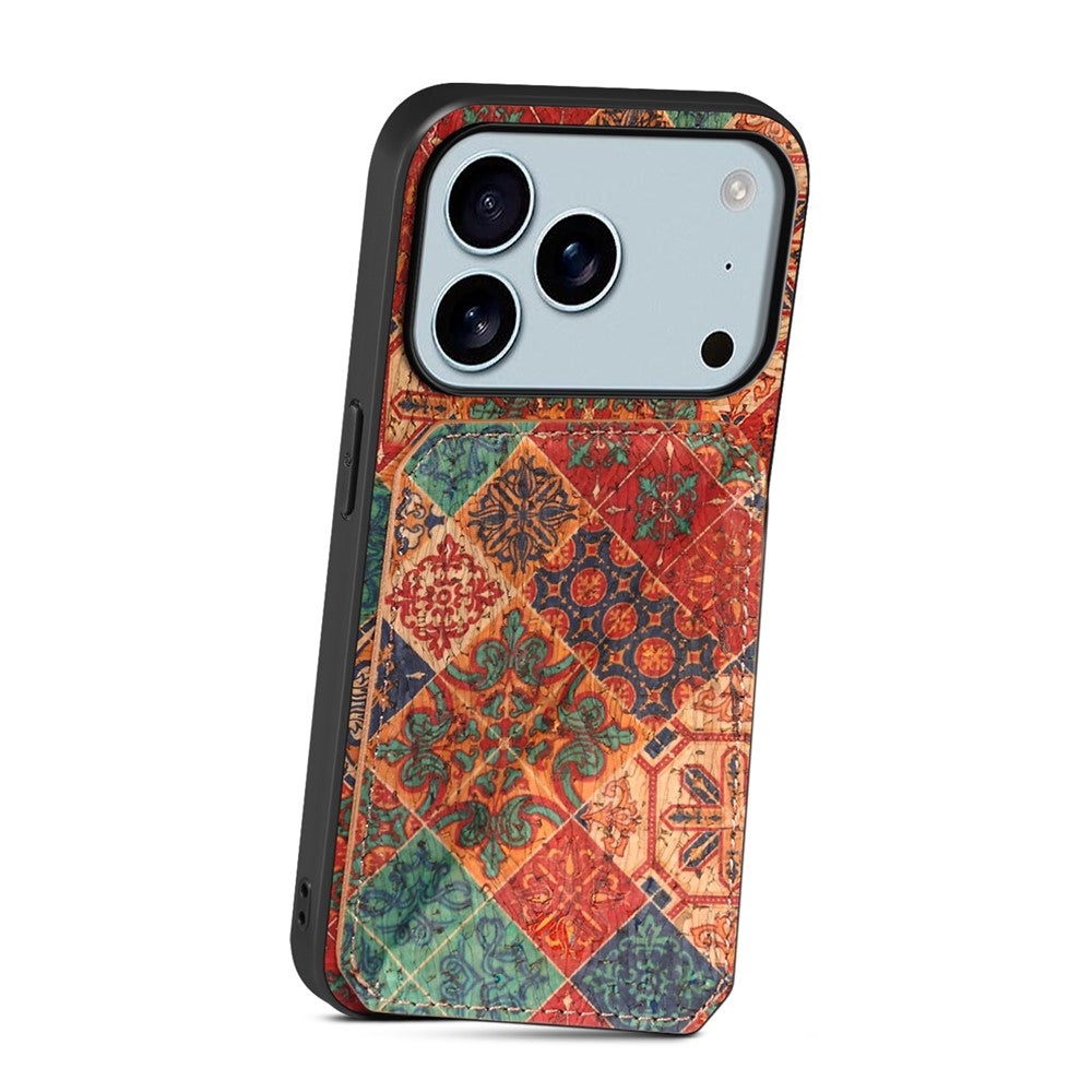 For iPhone 17 Pro Max Case with Card Holder Kickstand Flowers Design Leather Phone Cover - Winter / Blue