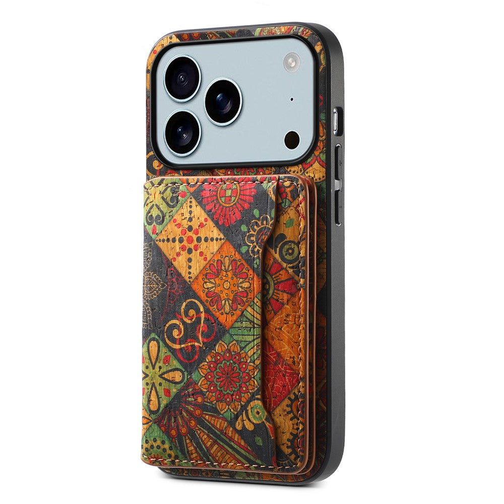 For iPhone 17 Pro Max Case Flower Print Leather + PC + TPU Cover with Card Holder Kickstand - Autumn / Yellow