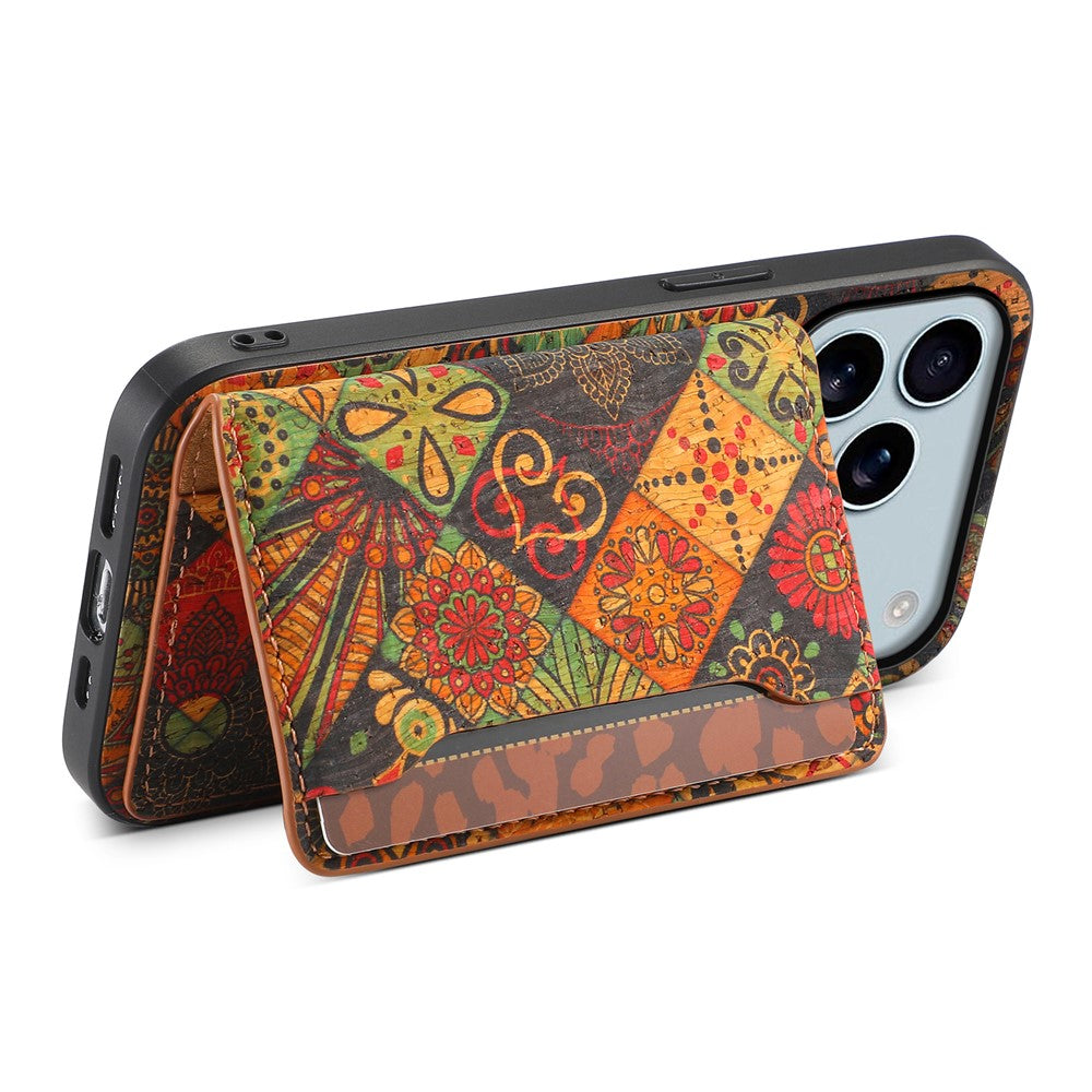 For iPhone 17 Pro Max Case Flower Print Leather + PC + TPU Cover with Card Holder Kickstand - Autumn / Yellow