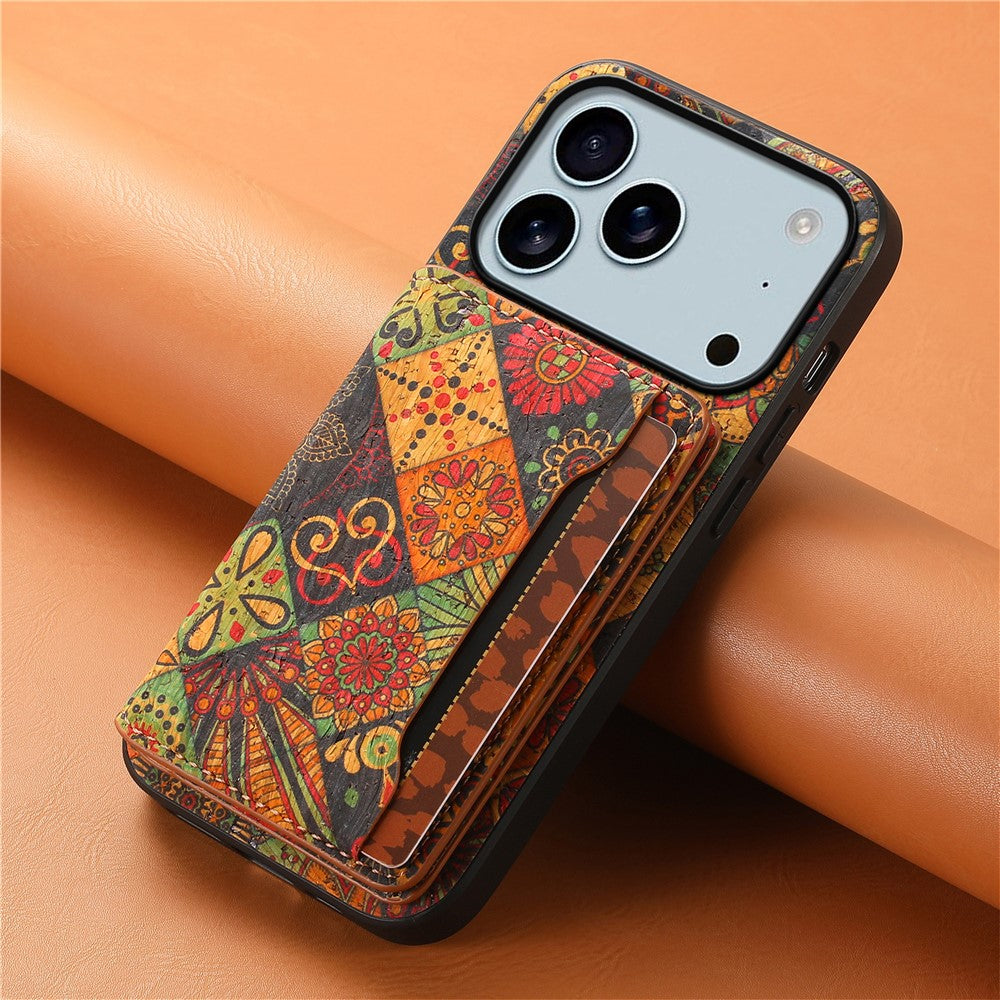 For iPhone 17 Pro Max Case Flower Print Leather + PC + TPU Cover with Card Holder Kickstand - Autumn / Yellow