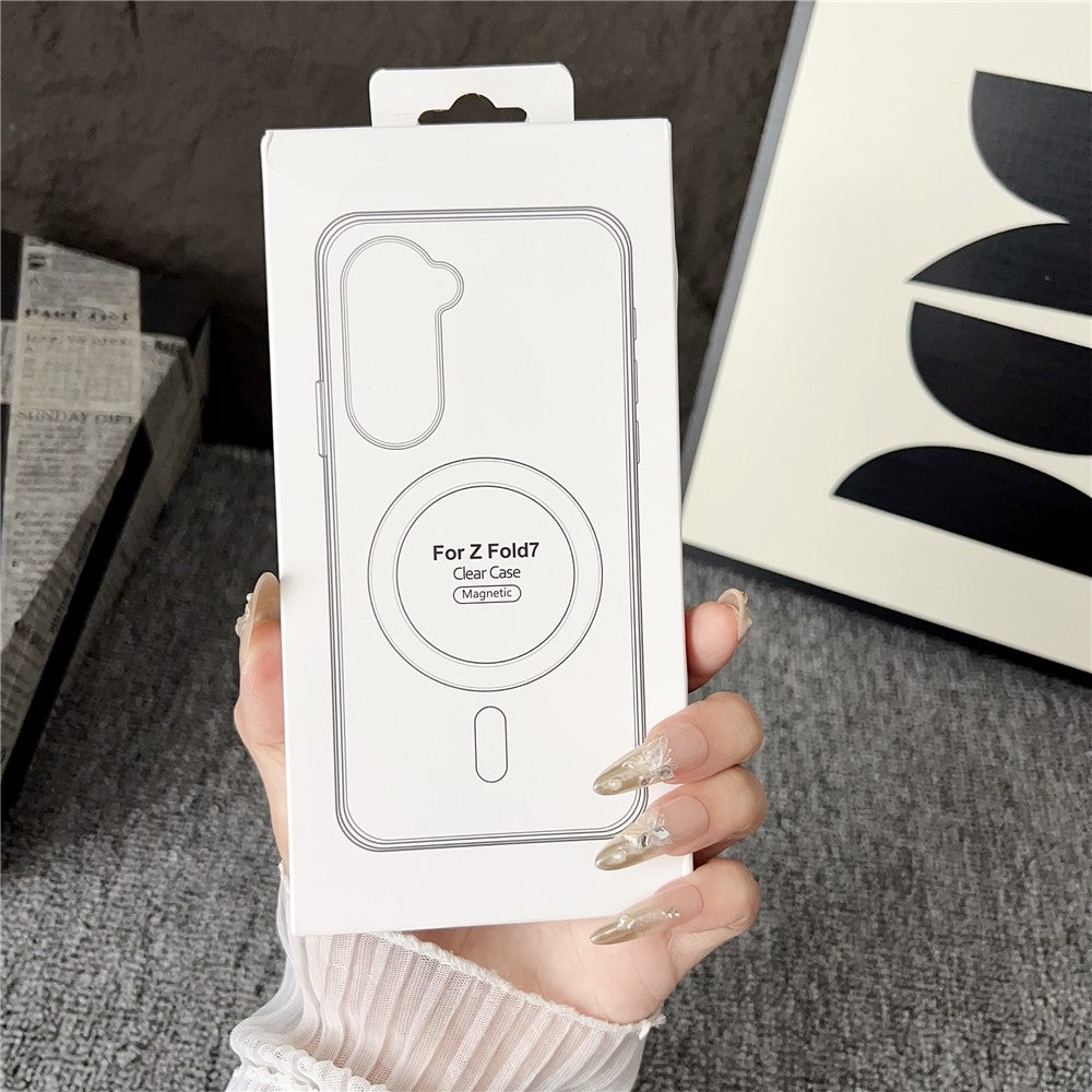 For Samsung Galaxy Z Fold7 5G Case Clear Acrylic Back Phone Cover Compatible with MagSafe