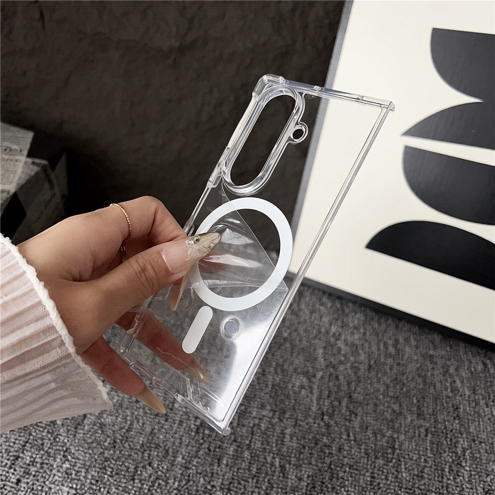 For Samsung Galaxy Z Fold7 5G Case Clear Acrylic Back Phone Cover Compatible with MagSafe