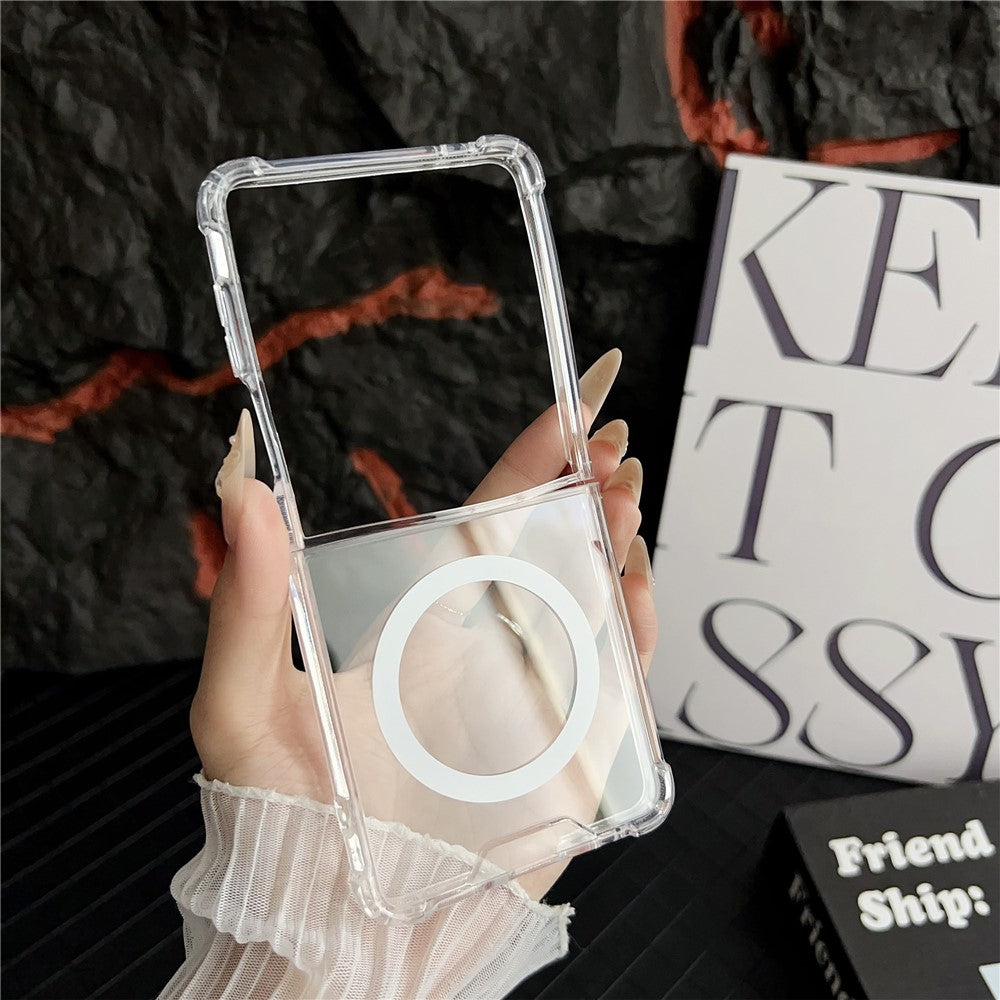 For Samsung Galaxy Z Flip7 5G Case Clear Acrylic Back Phone Cover Compatible with MagSafe