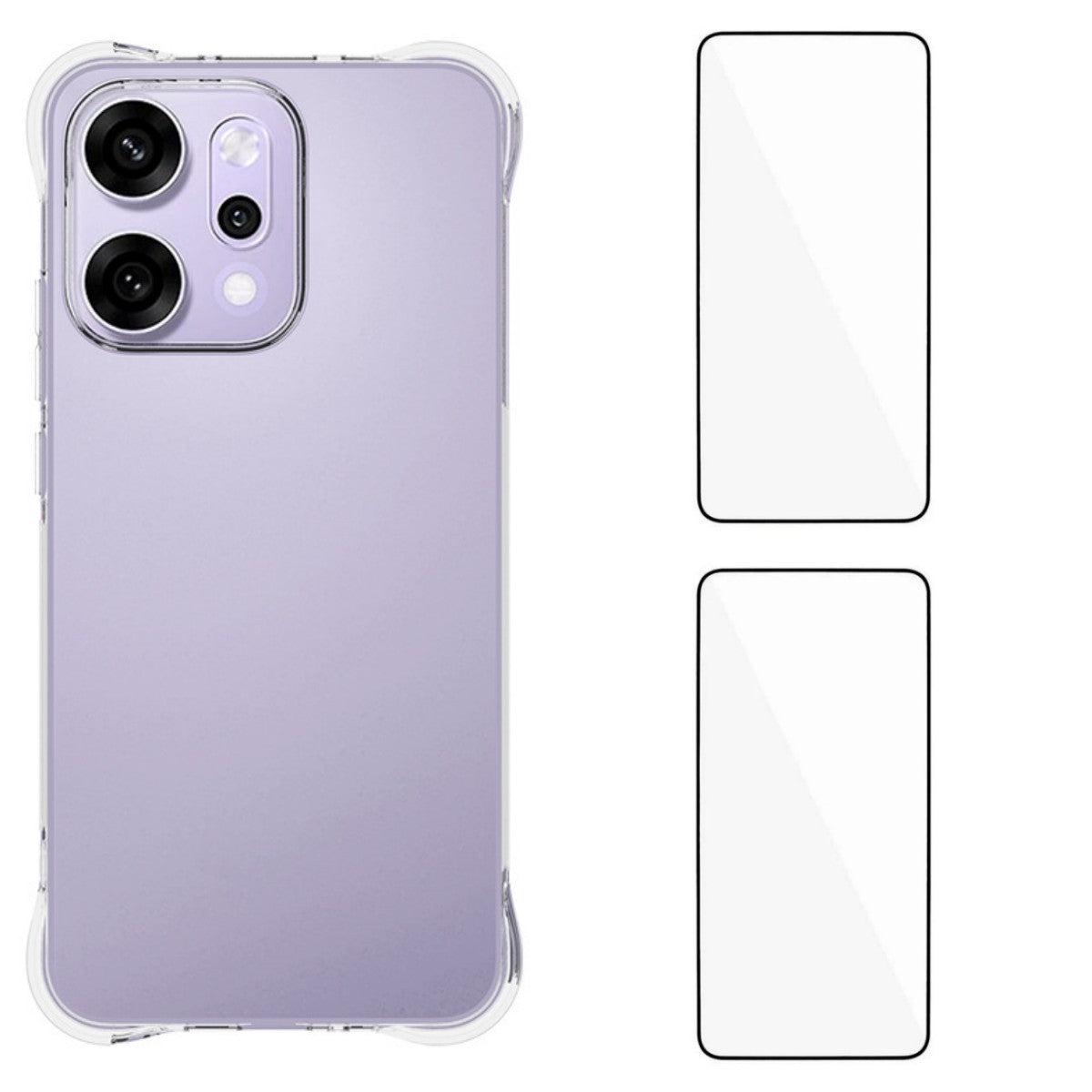 For Oppo Reno14 Pro 5G (Global) TPU Case WANLONFENG WL2 Series 2.0mm Phone Cover with 2Pcs Tempered Glass Films - Transparent