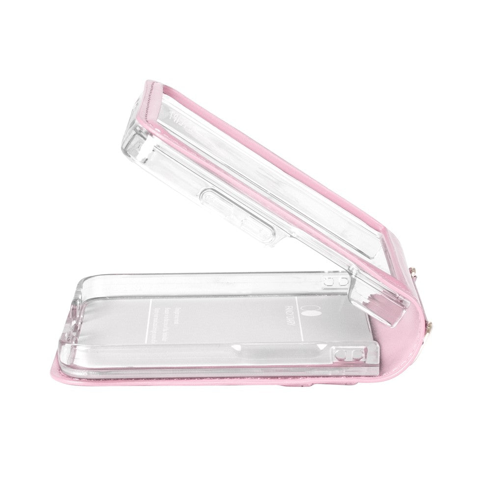 HANMAN Mill Series for Samsung Galaxy Z Flip7 5G Case Card Slots PU Leather Phone Cover - Pink