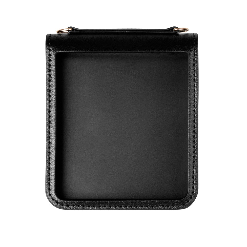 HANMAN Mill Series for Samsung Galaxy Z Flip7 5G Case Card Slots PU Leather Phone Cover - Black