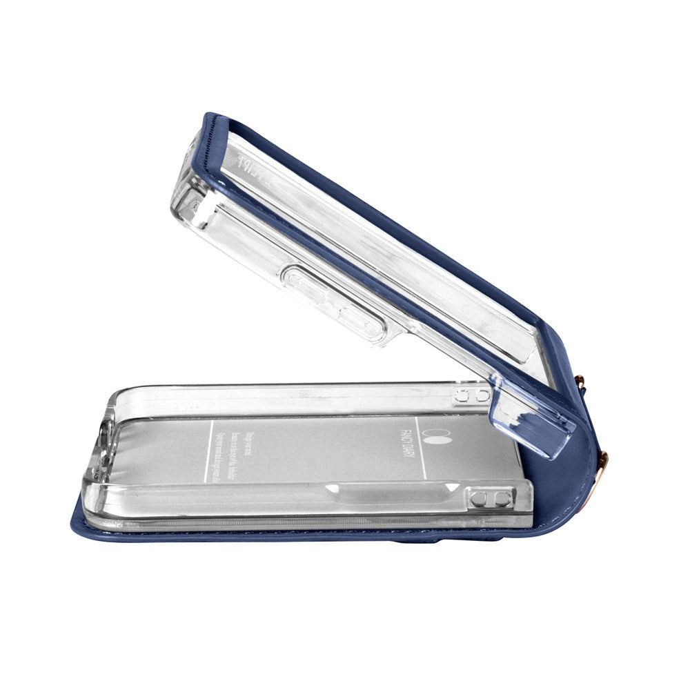 HANMAN Mill Series for Samsung Galaxy Z Flip7 5G Case Card Slots PU Leather Phone Cover - Dark Blue