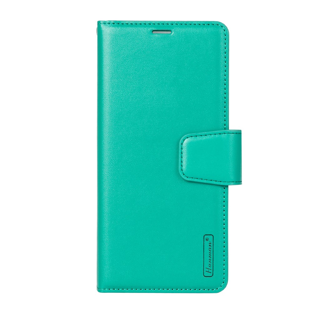 HANMAN Mill Series for Samsung Galaxy Z Fold7 5G Case Wallet Stand PU Leather Phone Cover - Cyan