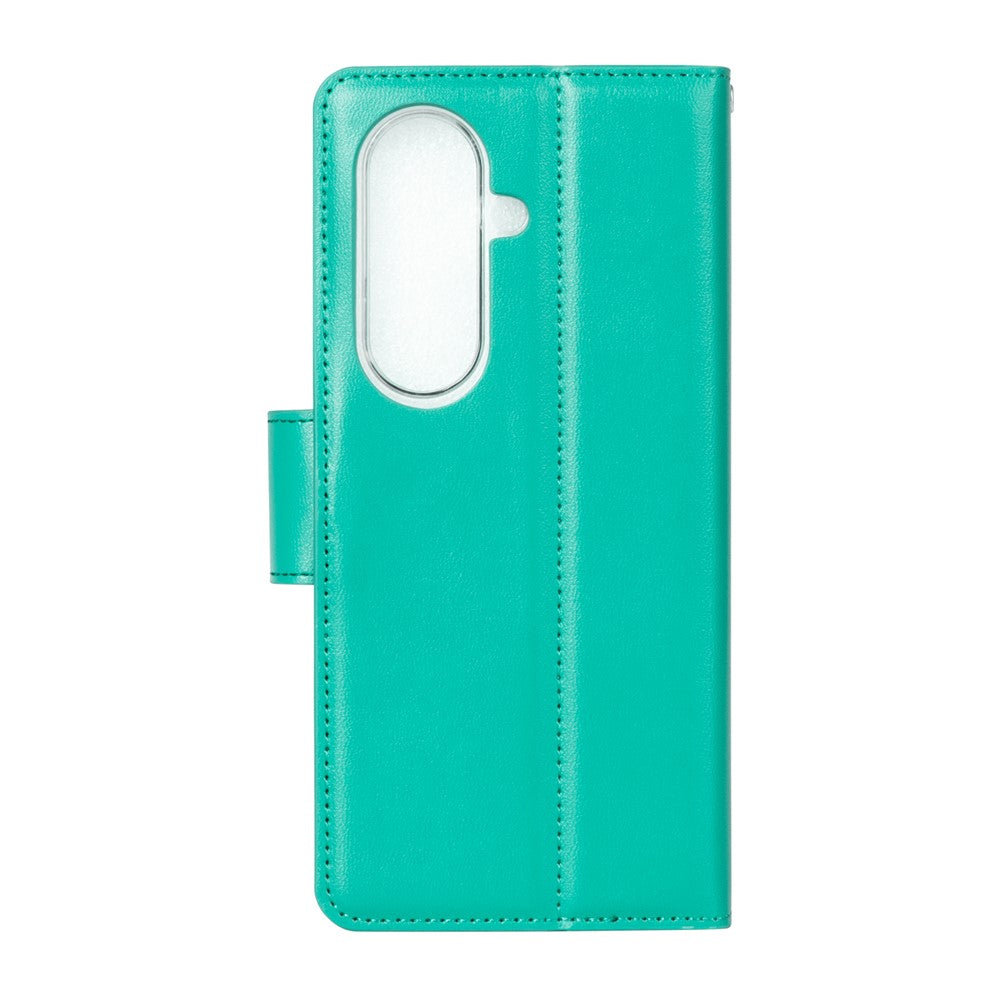 HANMAN Mill Series for Samsung Galaxy Z Fold7 5G Case Wallet Stand PU Leather Phone Cover - Cyan