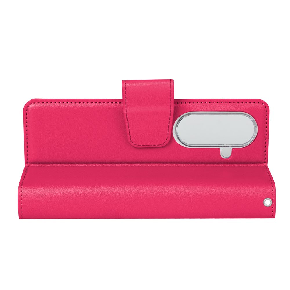 HANMAN Mill Series for Samsung Galaxy Z Fold7 5G Case Wallet Stand PU Leather Phone Cover - Rose