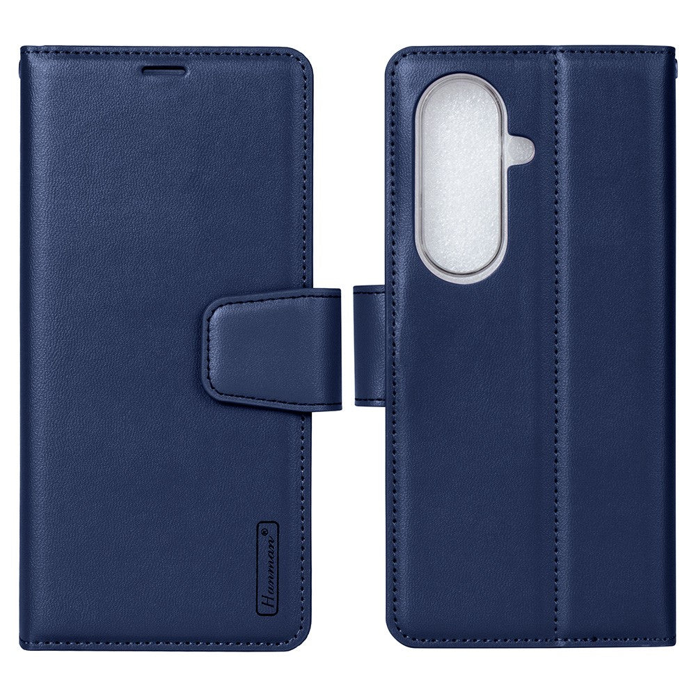 HANMAN Mill Series for Samsung Galaxy Z Fold7 5G Case Wallet Stand PU Leather Phone Cover - Sapphire