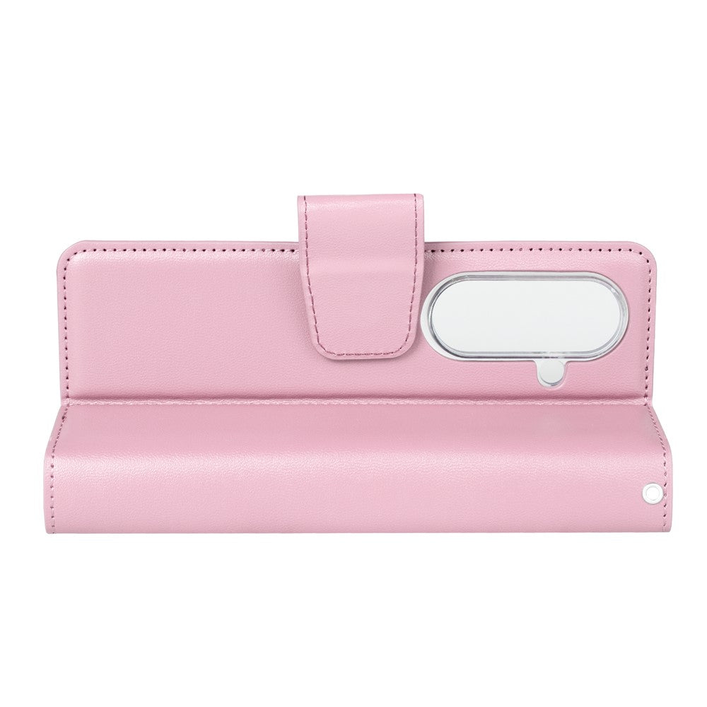 HANMAN Mill Series for Samsung Galaxy Z Fold7 5G Case Wallet Stand PU Leather Phone Cover - Rose Gold