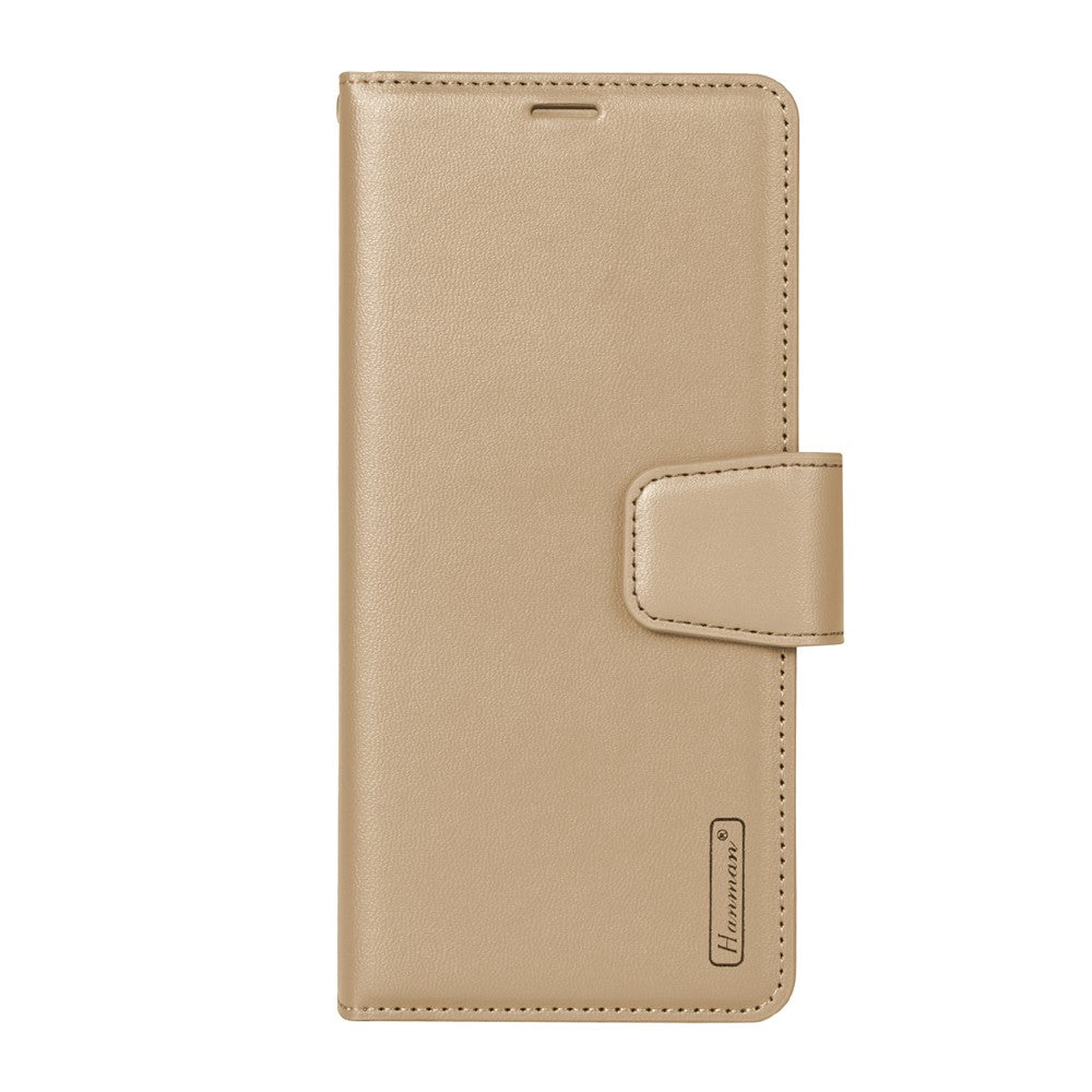 HANMAN Mill Series for Samsung Galaxy Z Fold7 5G Case Wallet Stand PU Leather Phone Cover - Gold