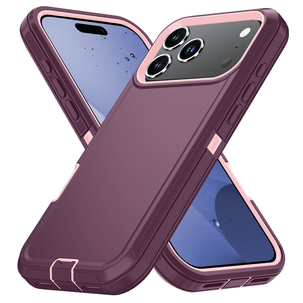 For iPhone 17 Pro Max Case Detachable PC + TPU Drop-Proof Back Cover - Wine Red  /  Pink