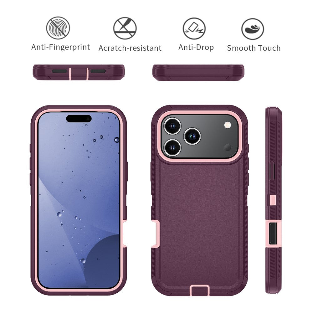 For iPhone 17 Pro Max Case Detachable PC + TPU Drop-Proof Back Cover - Wine Red  /  Pink